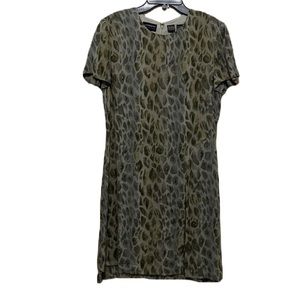 LIZ CLAIBORNE, Shoulder Pads, Short Sleeves, Round Neck Dress, Multi Colors, 10